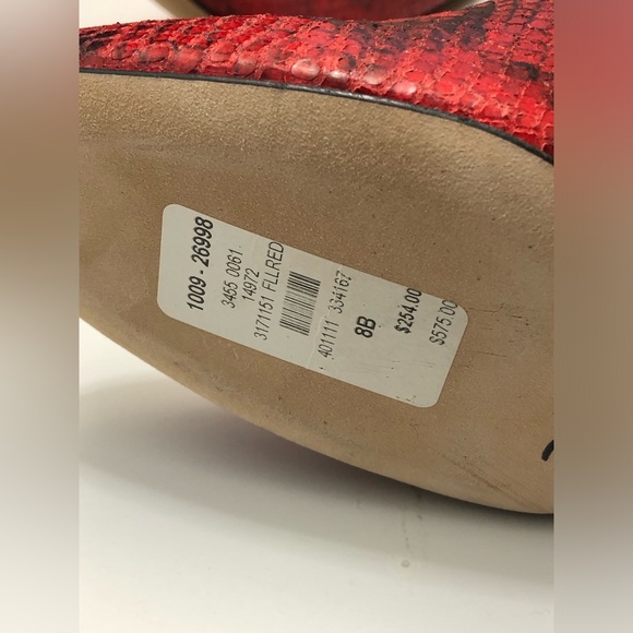 Stuart Weitzman Fifer Red Python Print Leather Boots Sz 8 - Picture 9 of 12